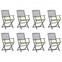 Chaises pliables d'extérieur lot de 8 et coussins Bois d'acacia