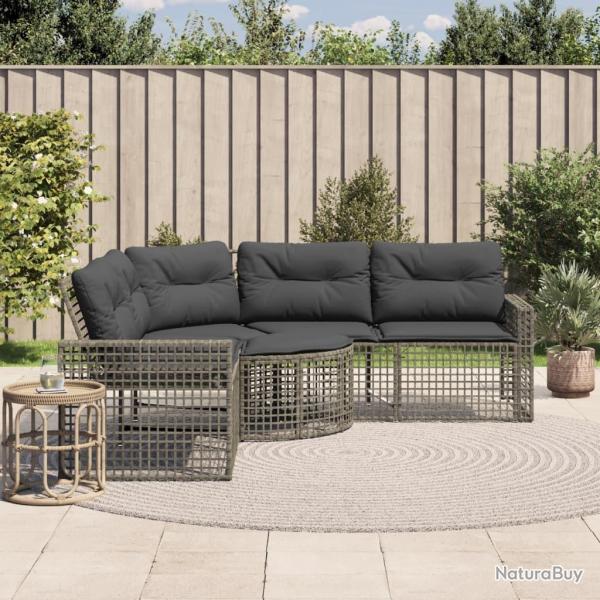 Canap de jardin et coussins et repose-pied en forme de L rotin