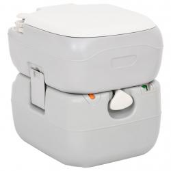 Toilette de camping portable gris et blanc 22+12 L PEHD