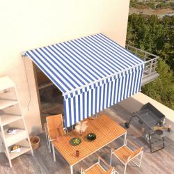 Auvent manuel rétractable avec store 3x2,5 m Bleu et blanc