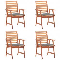Chaises à manger d'extérieur lot de 4 et coussins Acacia massif