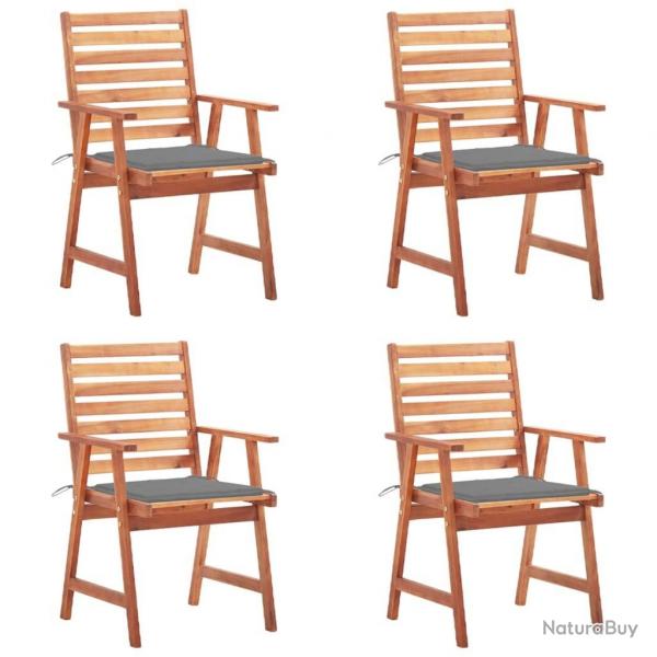 Chaises  manger d'extrieur lot de 4 et coussins Acacia massif