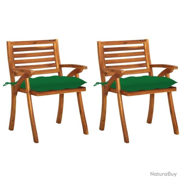 Chaises  manger de jardin avec coussins lot de 2 Acacia massif