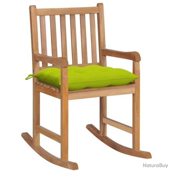 Chaise  bascule avec coussin vert vif Bois de teck solide