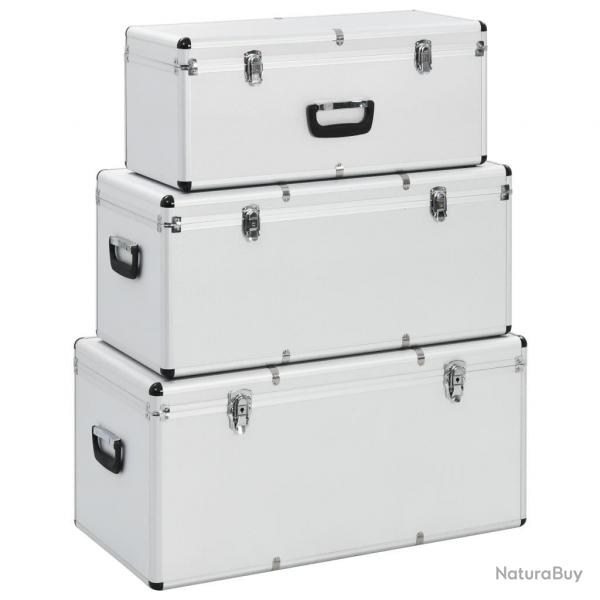 Botes de rangement 3 pcs Argent Aluminium