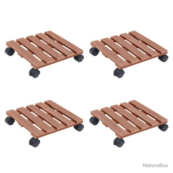 Chariots  plantes 4 pcs Marron 30x30x7,5 cm WPC