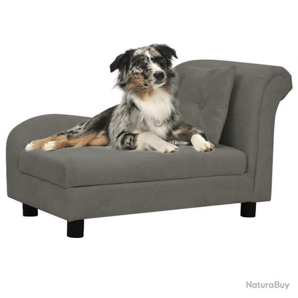 Canap pour chien avec oreiller Gris fonc 83x44x44 cm Peluche