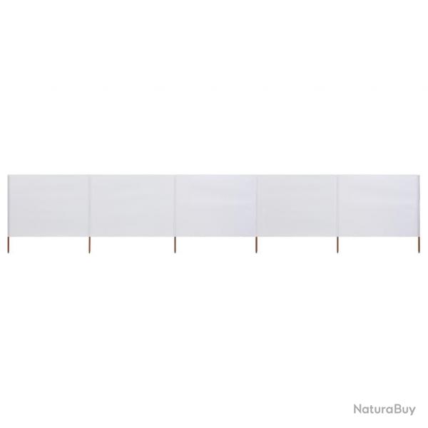 Paravent 5 panneaux Tissu 600 x 80 cm Blanc sable