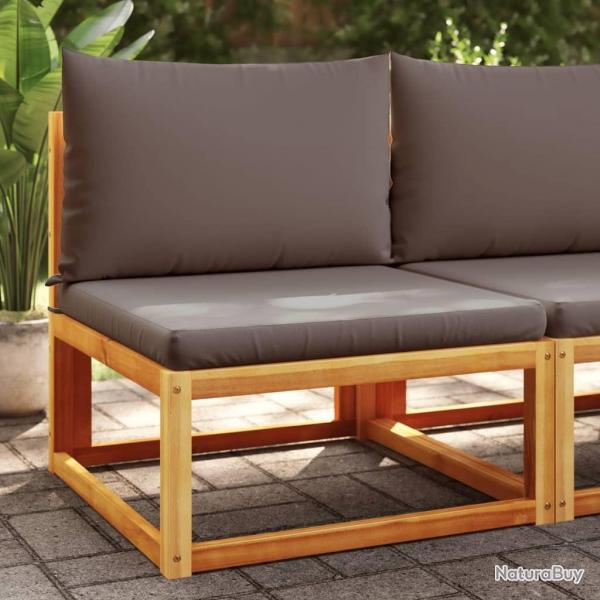 Canap de jardin sans accoudoirs coussins bois massif d'acacia