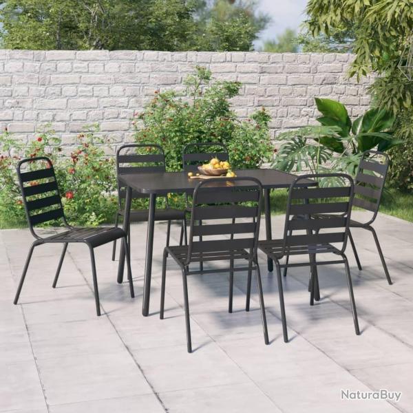 Ensemble  manger de jardin 7 pcs anthracite acier