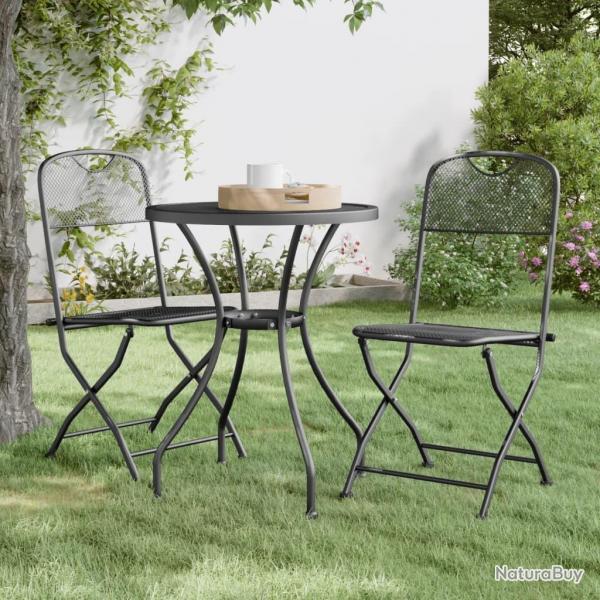 Chaises pliables jardin lot de 2 Maille mtallique Anthracite