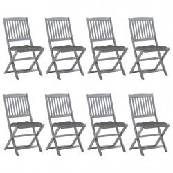 Chaises pliables d'extérieur lot de 8 et coussins Bois d'acacia
