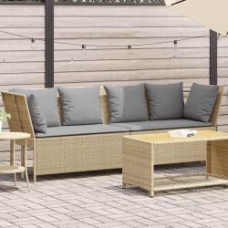 Canapé de jardin avec coussins beige résine tressée