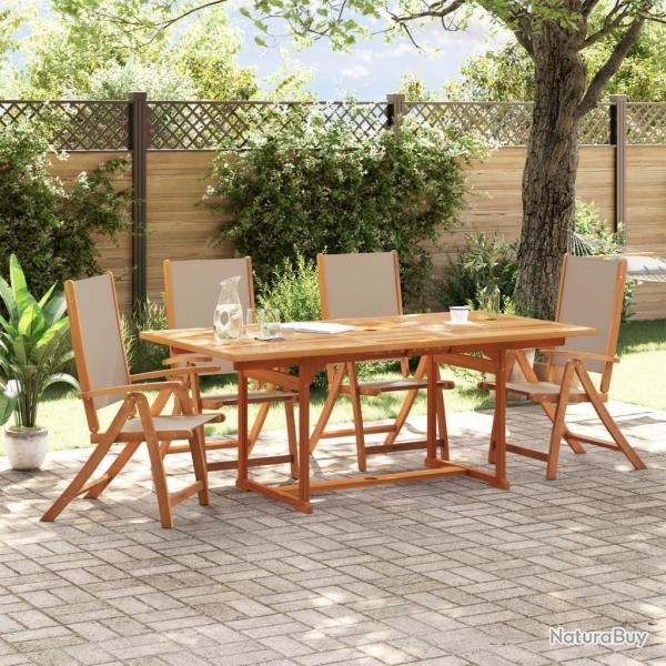 Chaises pliables de jardin lot de 4 bois d'acacia et textilne