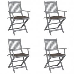 Chaises pliables d'extérieur lot de 4 et coussins Bois d'acacia