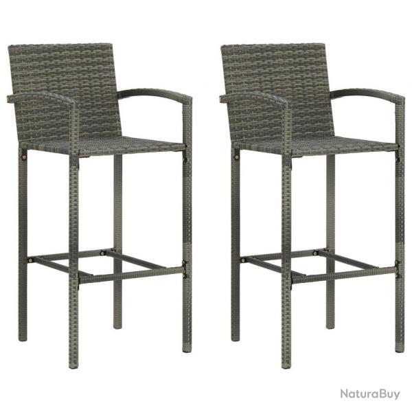 Tabourets de bar lot de 2 gris rsine tresse