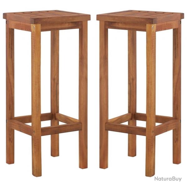 Tabourets de bar lot de 2 bois d'acacia massif
