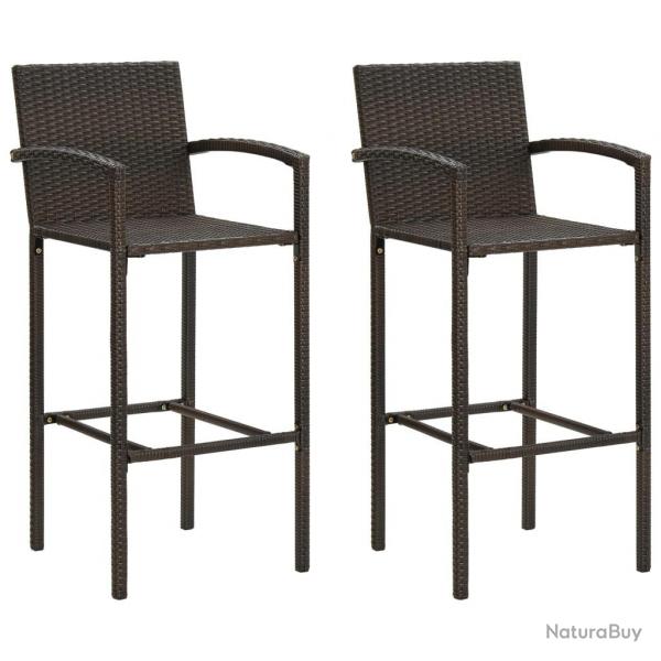 Tabourets de bar lot de 2 marron rsine tresse