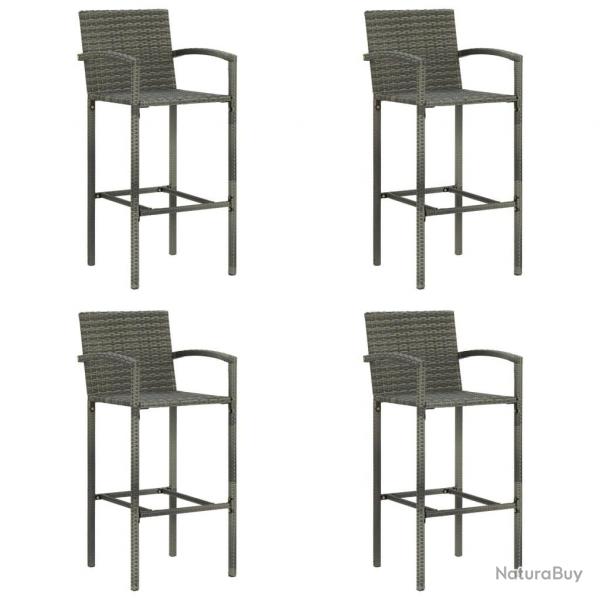 Tabourets de bar lot de 4 gris rsine tresse