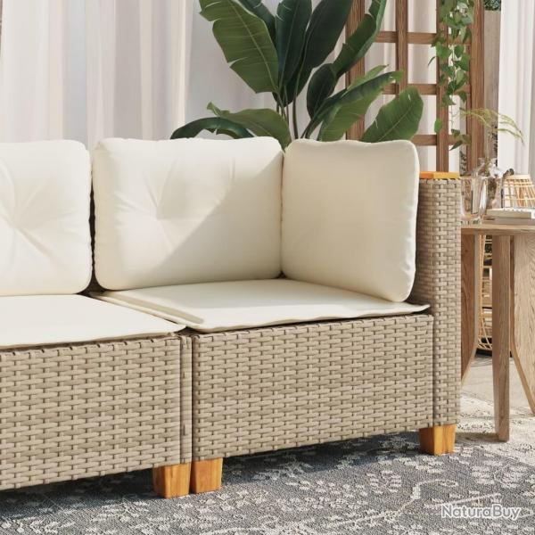 Canap d'angle de jardin avec coussins beige rsine tresse