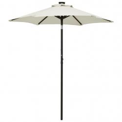 Parasol avec lumières LED sable 200x211 cm aluminium