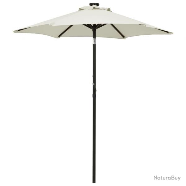Parasol avec lumires LED sable 200x211 cm aluminium