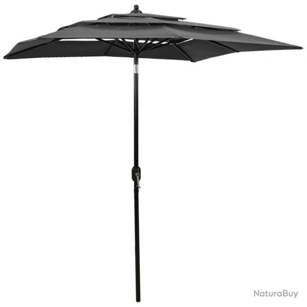 Parasol de jardin  3 niveaux avec mt en aluminium anthracite