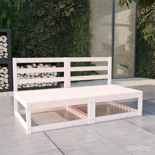 Canap  2 places de jardin Blanc Bois de pin solide