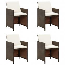 Chaises à manger de jardin avec coussins lot de 4 marron rotin