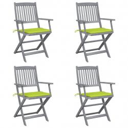 Chaises pliables d'extérieur lot de 4 et coussins Bois d'acacia