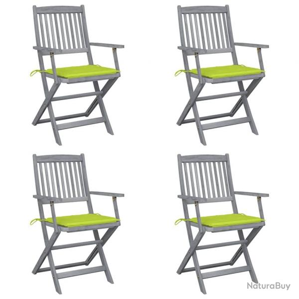 Chaises pliables d'extrieur lot de 4 et coussins Bois d'acacia
