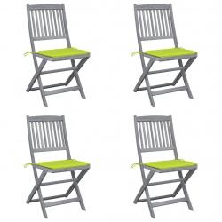 Chaises pliables d'extérieur lot de 4 et coussins Bois d'acacia