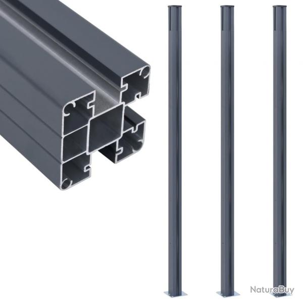 Poteaux de clture 3 pcs Gris fonc 185 cm Aluminium