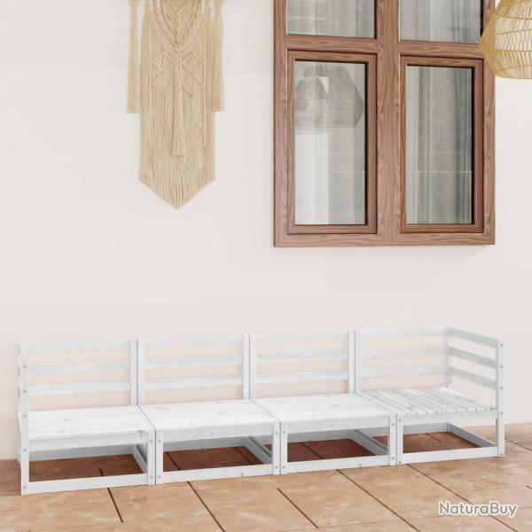 Canap  4 places de jardin Blanc Bois de pin solide