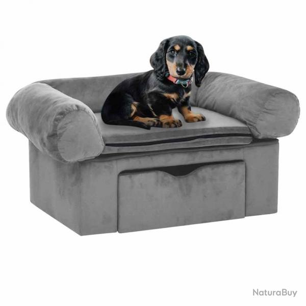 Canap pour chien avec tiroir Gris 75x50x38 cm Peluche