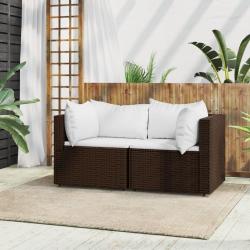 Canapés d'angle de jardin et coussins2pcs marron résine tressée