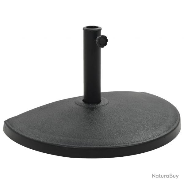 Socle demi-rond de parasol Polyrsine 15 kg Noir