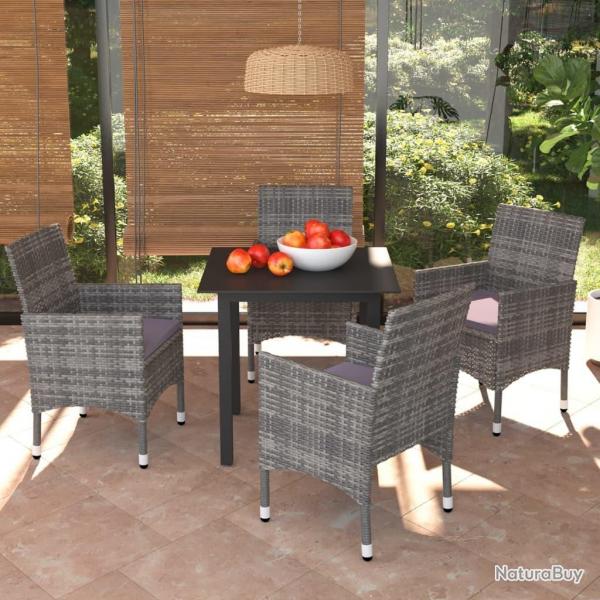 Ensemble  manger de jardin coussins 5pcs Rsine tresse Gris