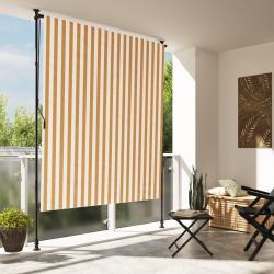 Store roulant d'extérieur orange et blanc 150x270cm tissu acier