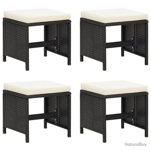 Tabourets de jardin avec coussins lot de 4 noir rsine tresse