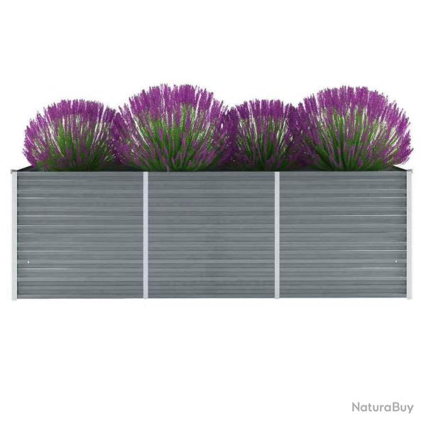 Lit surlev de jardin Acier galvanis 240x80x77 cm Gris