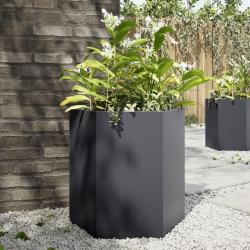 Jardinière anthracite hexagone 46x40x45 cm acier