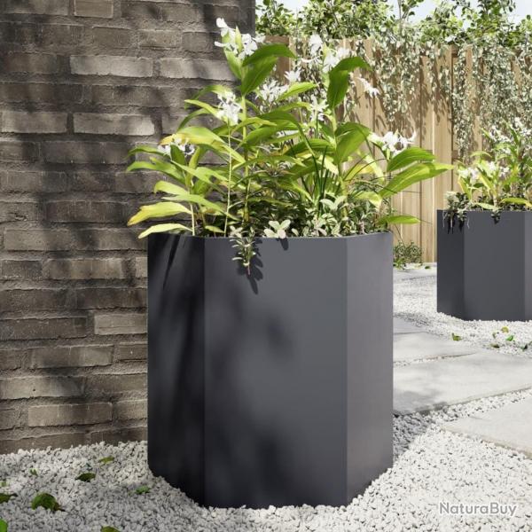 Jardinire anthracite hexagone 46x40x45 cm acier