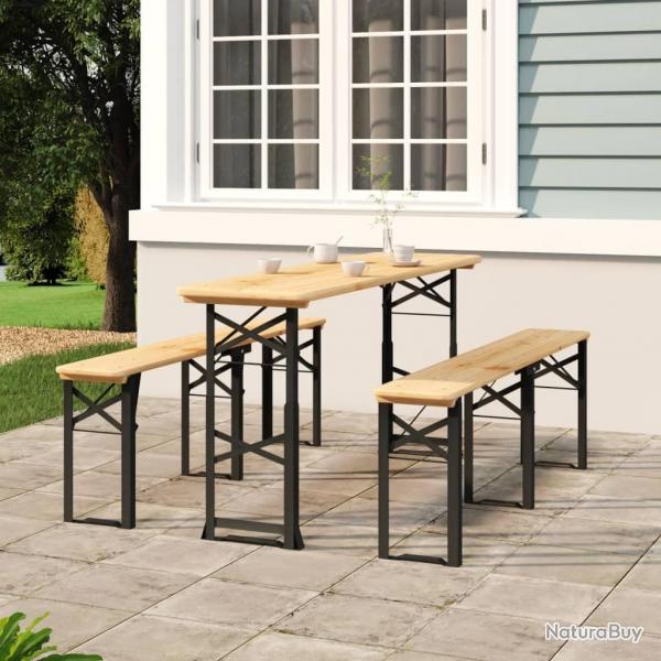 Table  bire pliable 170x50x75/105 cm bois massif de sapin