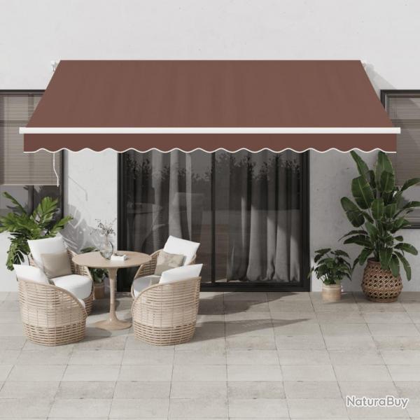 Auvent manuel rtractable avec LED marron 400x300 cm