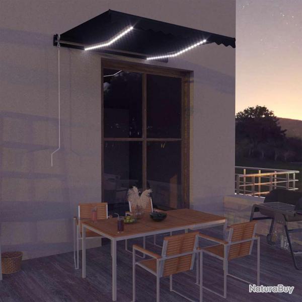 Auvent manuel rtractable avec LED 300x250 cm Anthracite