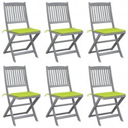 Chaises pliables d'extérieur lot de 6 et coussins Bois d'acacia