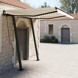 Auvent manuel rétractable avec LED 3x2,5 m Crème