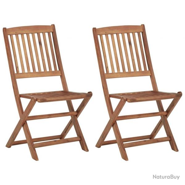 Chaises pliables d'extrieur lot de 2 Bois d'acacia solide