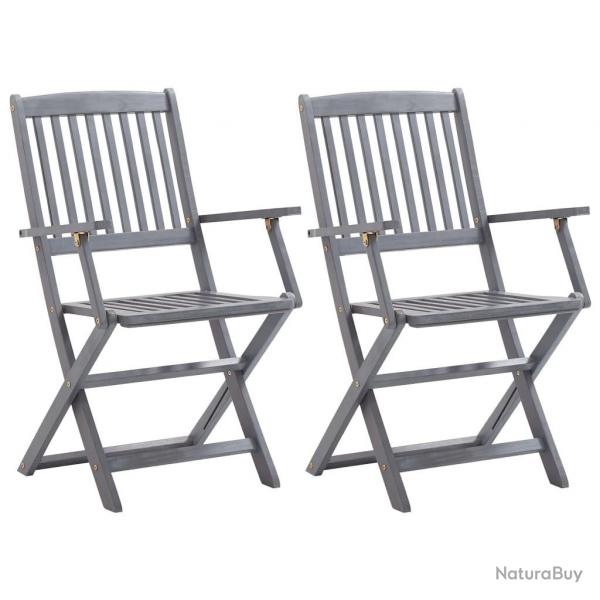 Chaises pliables d'extrieur lot de 2 Bois d'acacia solide